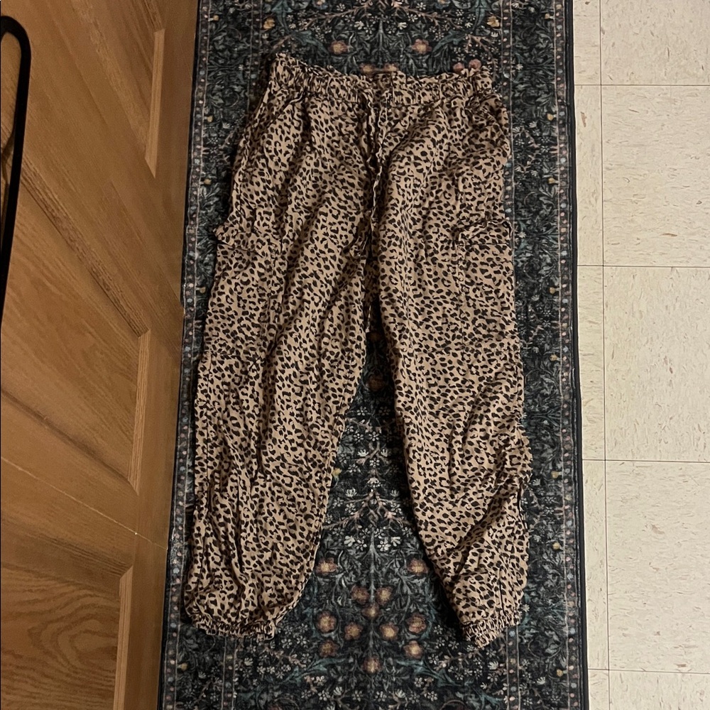 Aerie Beige and Black Animal Print Pants